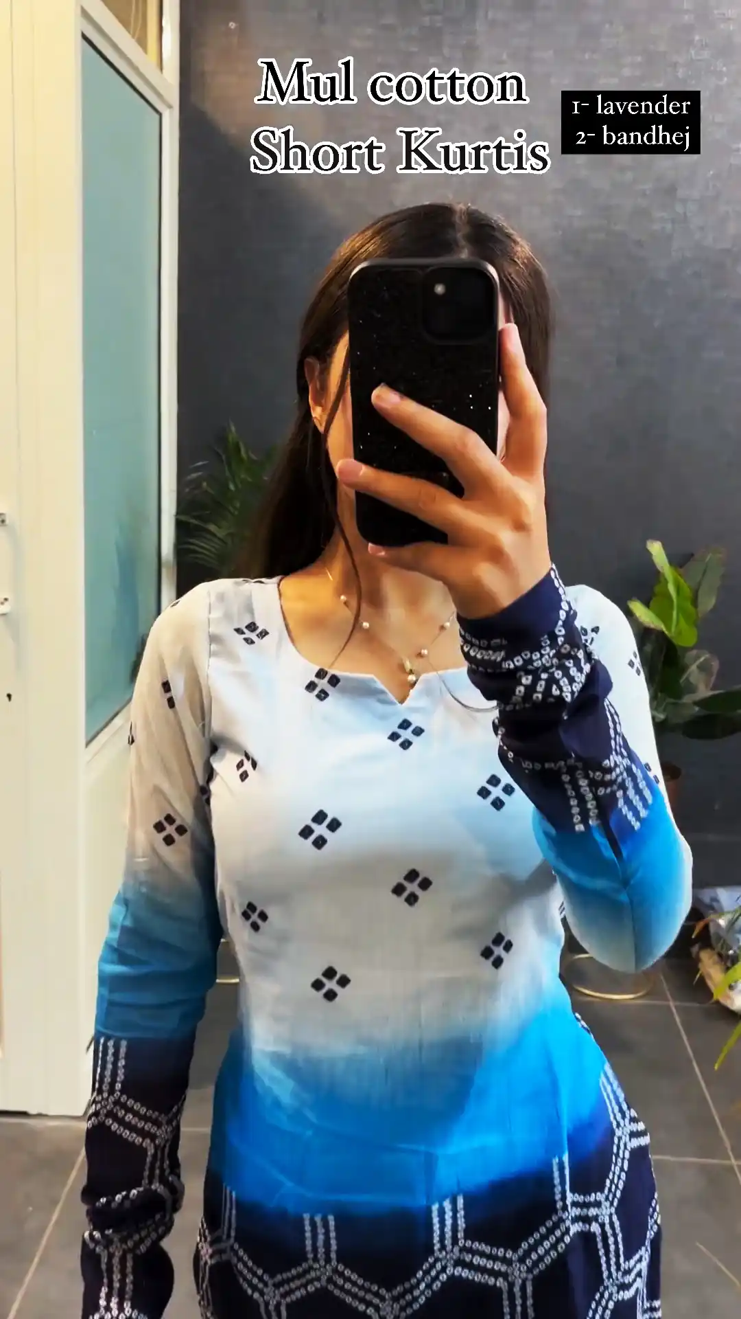 White Cotton Printed Bandhej Short Kurti.png